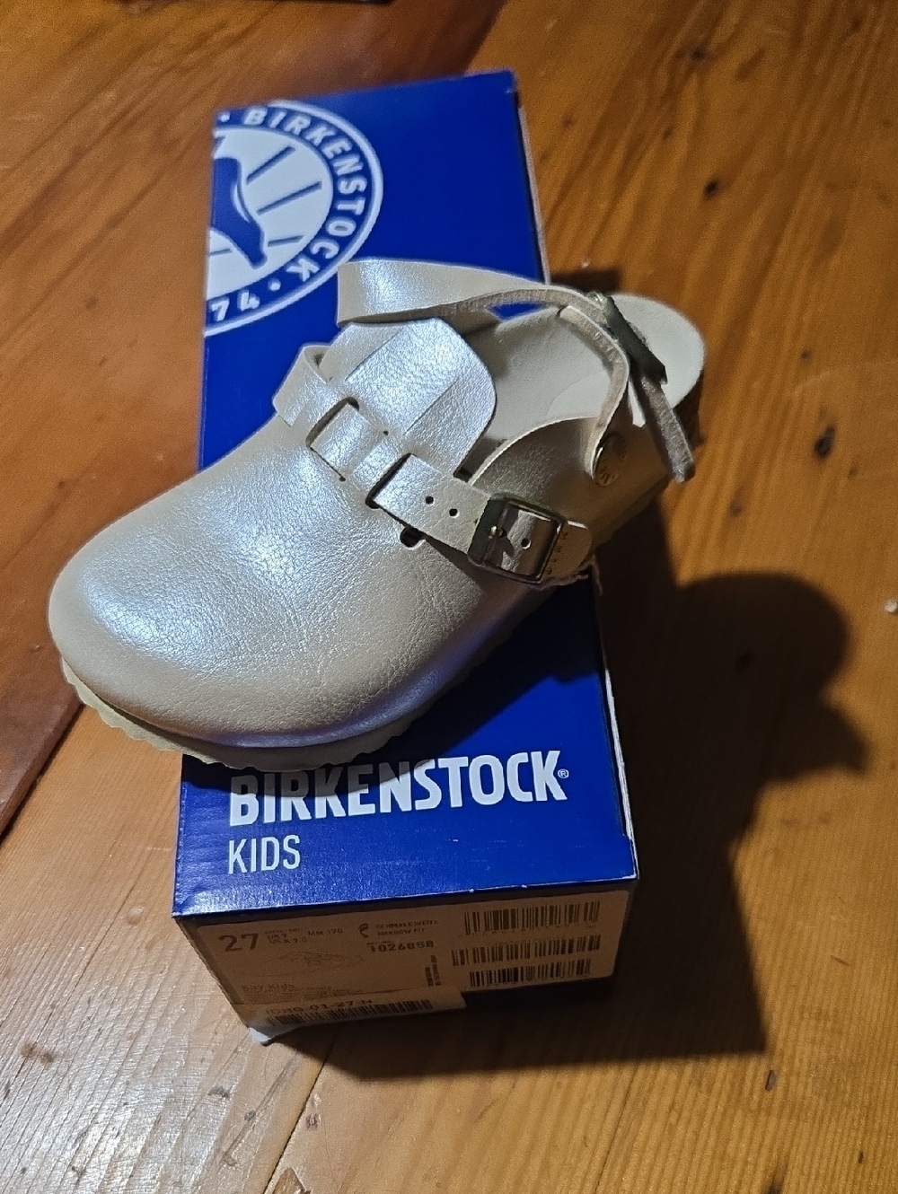 Nwt Birkenstock Kids Metallic Champagne Clog Sandal Sz 27 Sz 8 Kay Kids